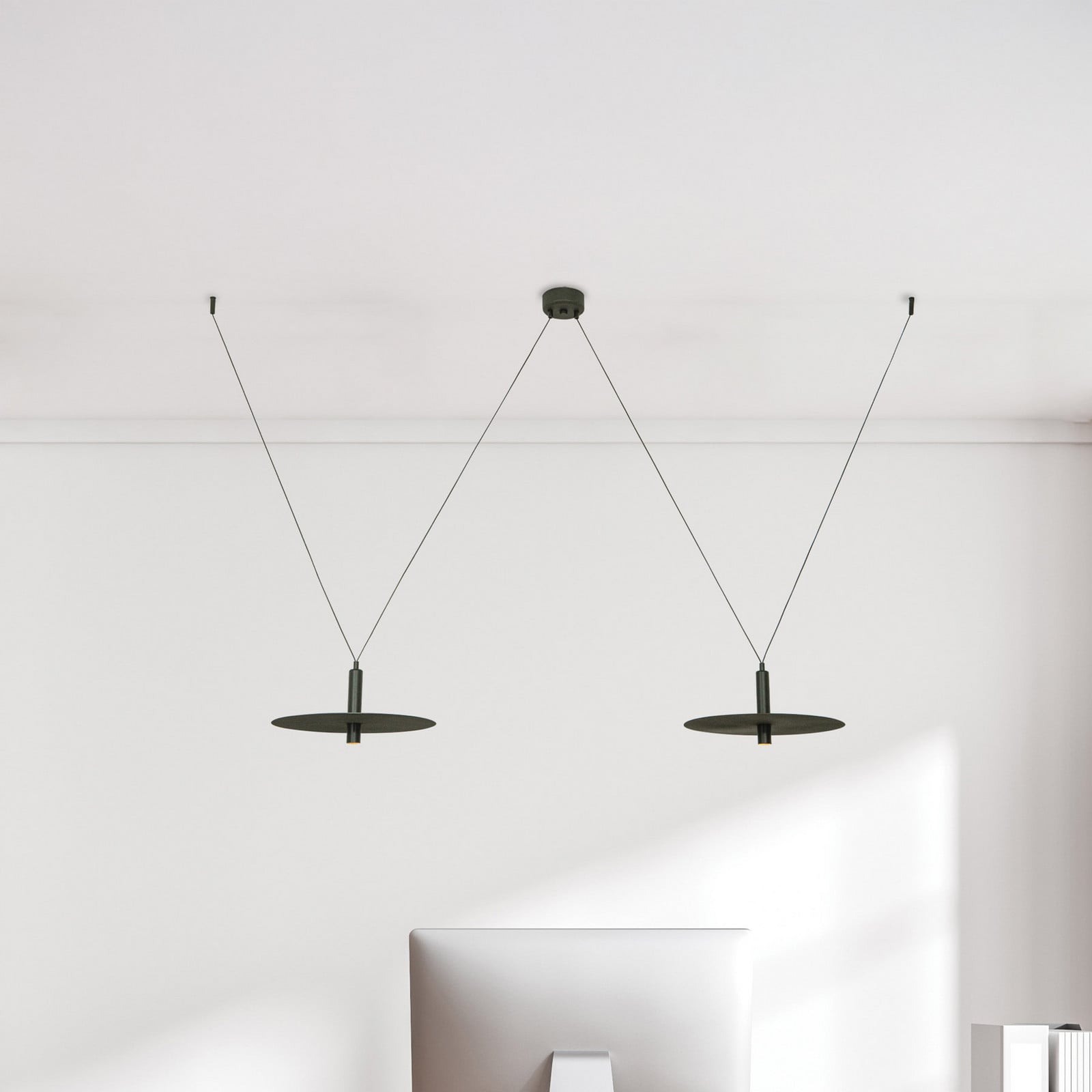 Zambelis Lampă suspendată LED 23227 negru Ø 35 cm cu 2 becuri metal - Camera de zi / sufragerie - Modern - negru mat - Aluminiu
