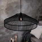 Tapa hanging light, plug, black, bamboo, Ø 70 cm