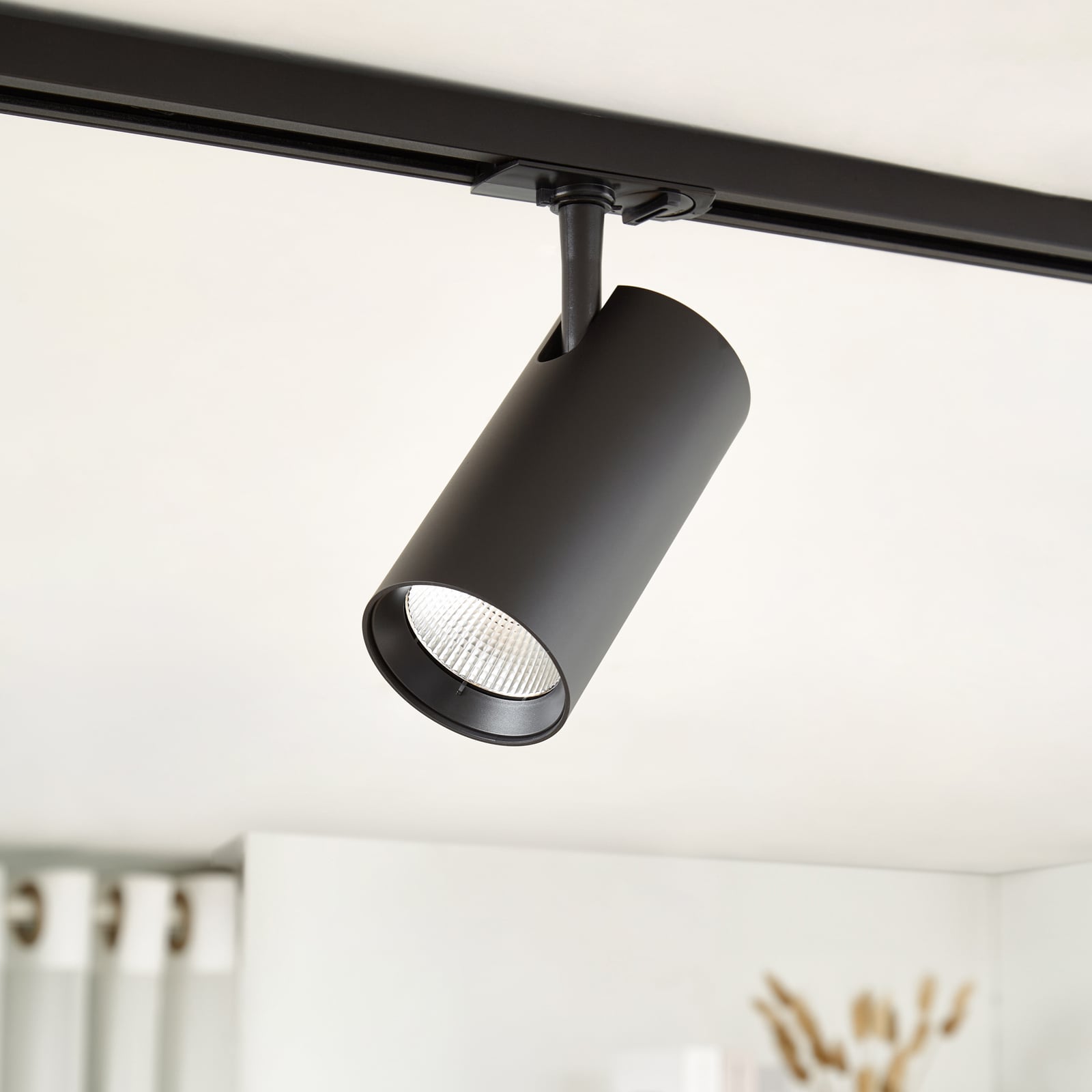 Lindby LED-skinnespot Linaro, sort, Ø 7 cm, aluminium, CCT