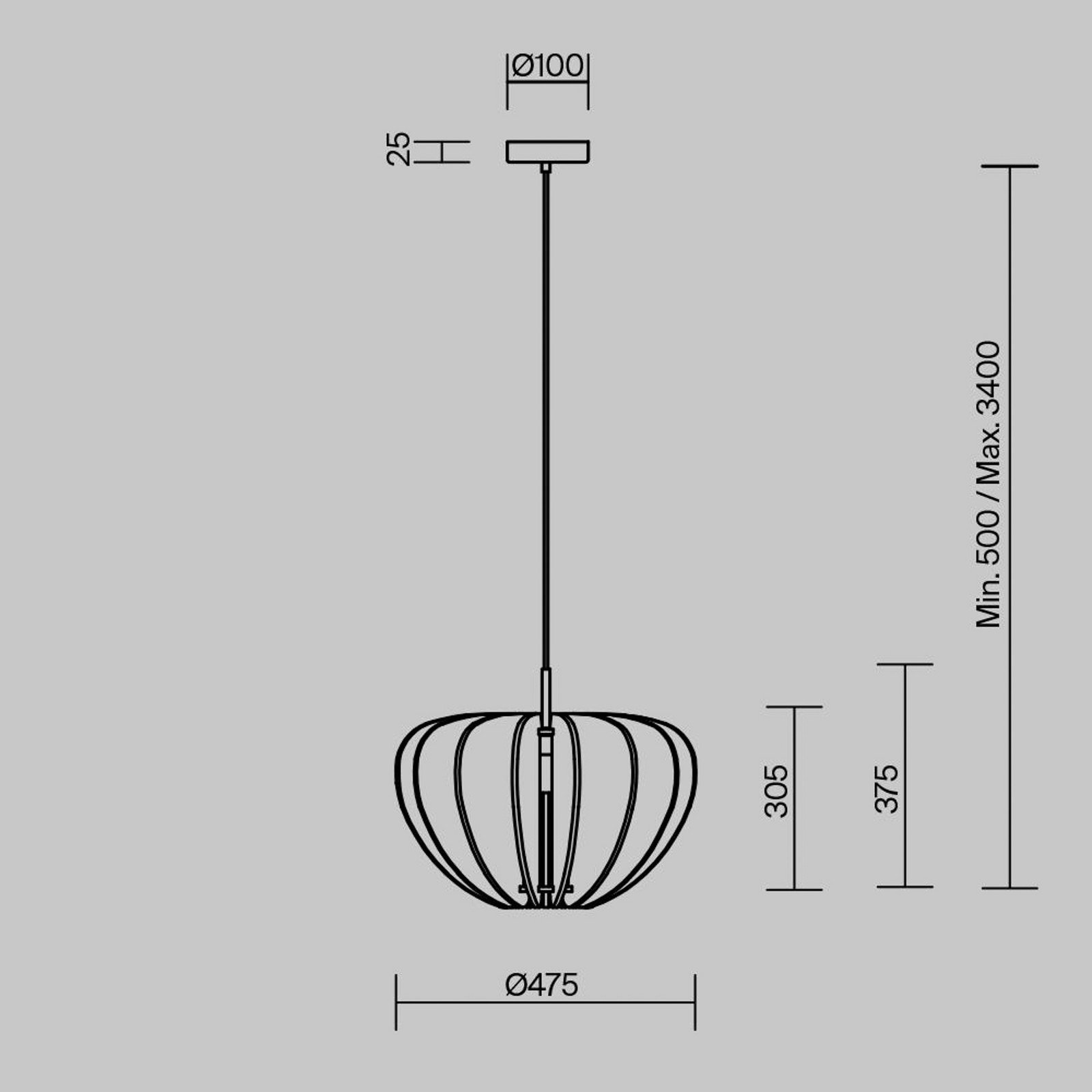 Maytoni lampă suspendată Cambio alb Ø 475 cm pâslă E27 - Camera de zi / sufragerie - modern - alb negru - Țesătură / Textil