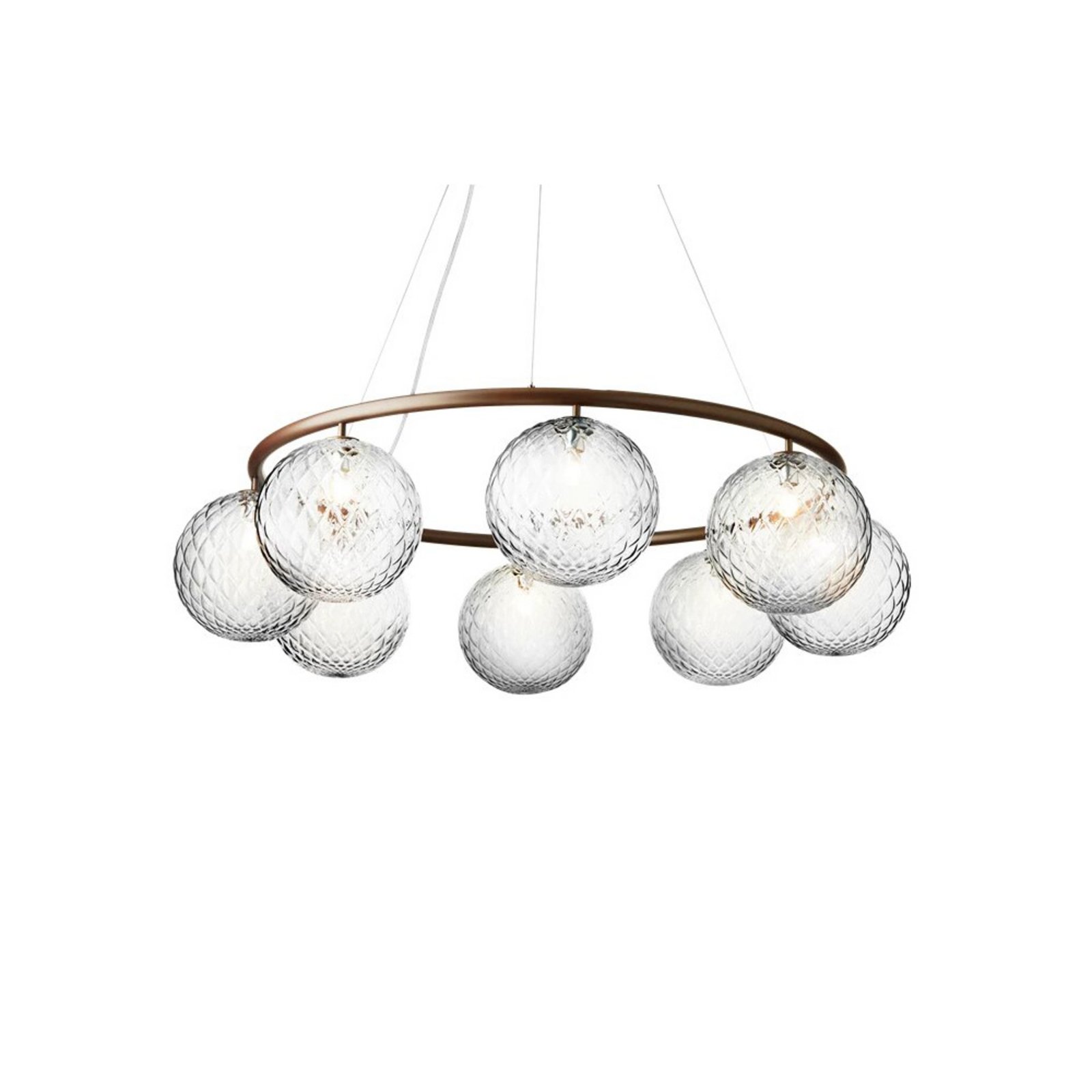 Miira 8 Circular Chandelier Bronce Oscuro/Esfera Transparentes - Nuura