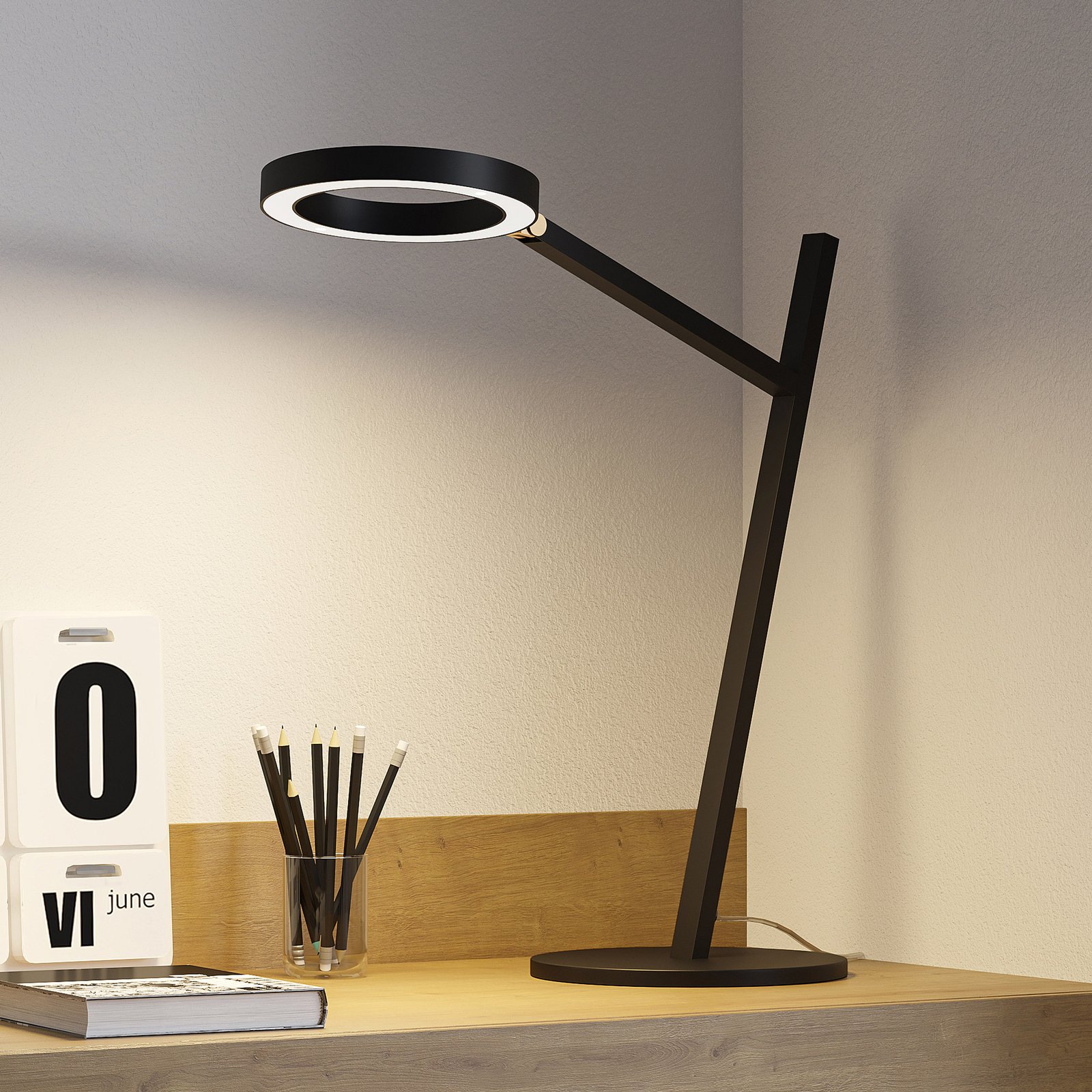 Panter Geven bovenste Lucande Nimbe LED tafellamp, zwart, dimmer | Lampen24.nl