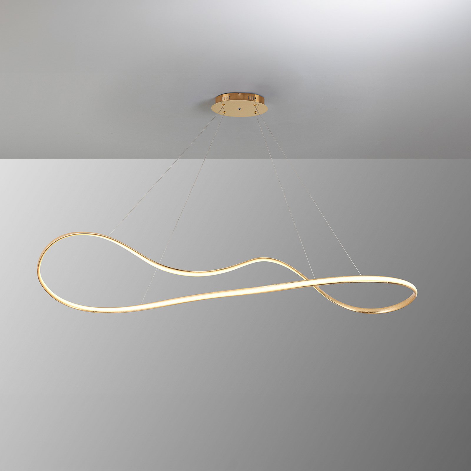 LED piekaramais gaismeklis Lia, zelta krāsā, CCT, tālvadības pults, metāls