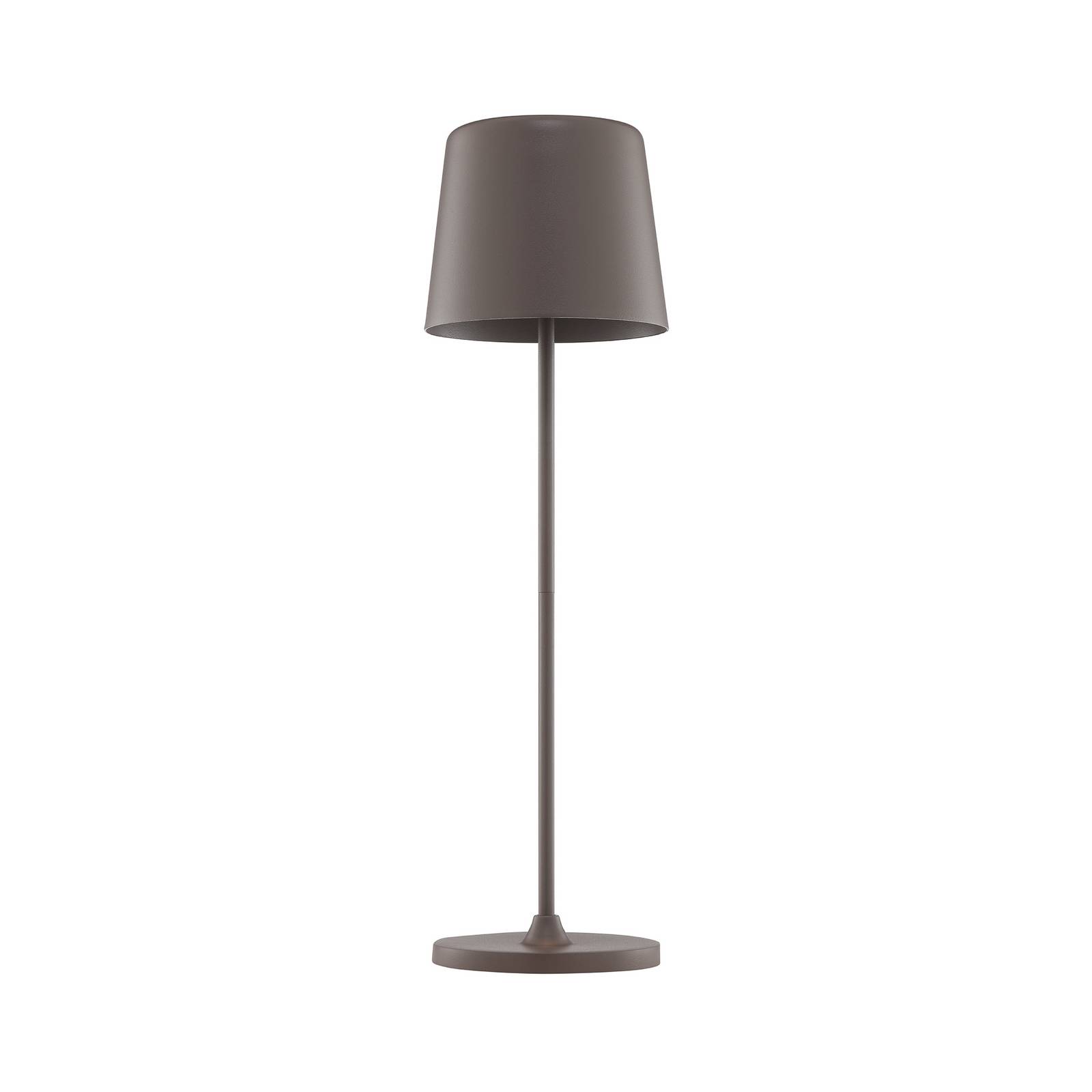 LED-Akku-Tischleuchte Kaami, braun, Höhe 37 cm, IP44, dim.