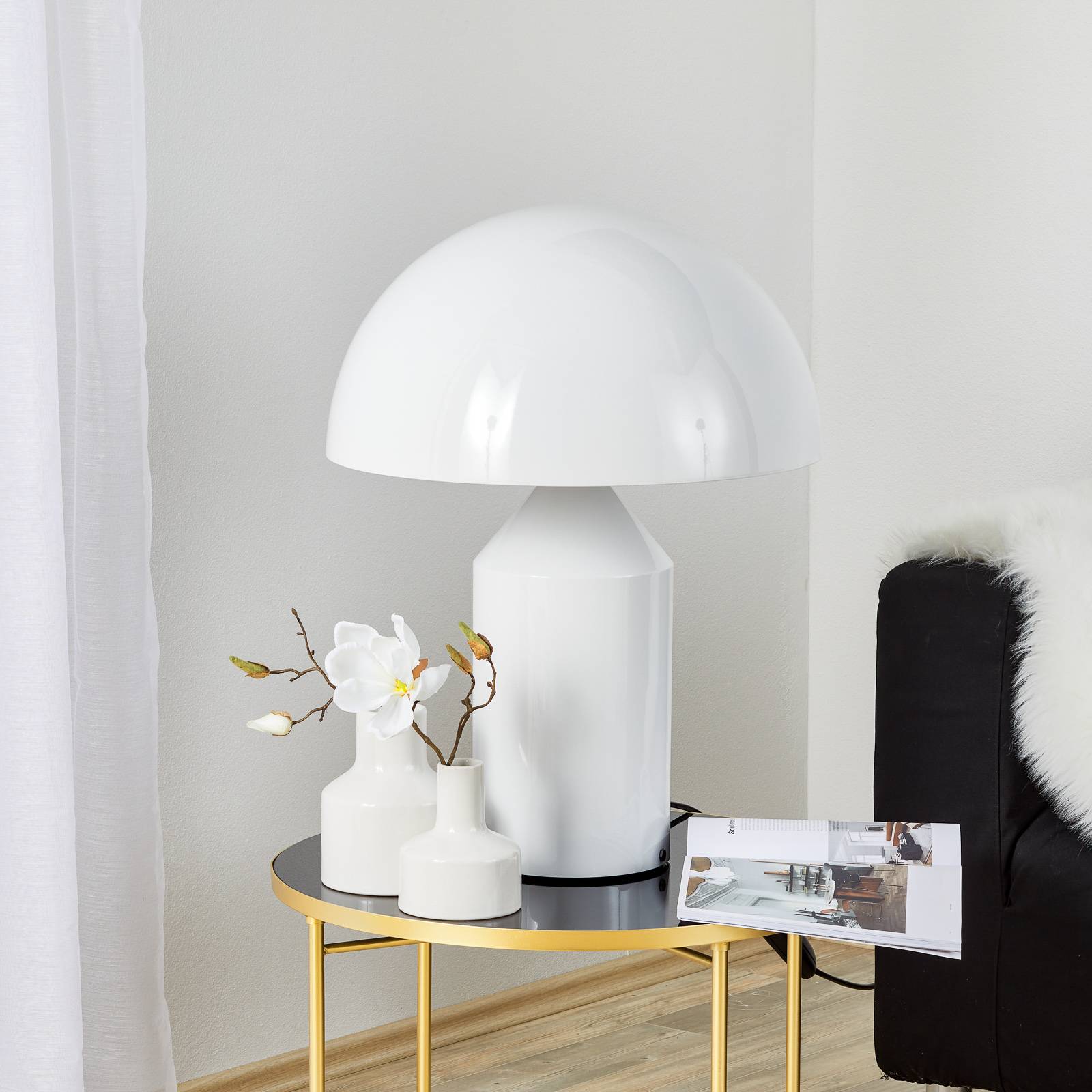 Image of Oluce Atollo lampe à poser variateur Ø 50 cm blanc 