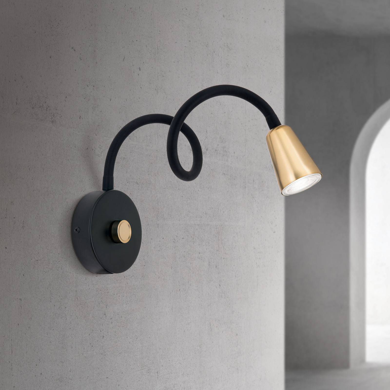 Wandleuchte Dotty, messingfarben, Flexarm, Dimmer, GU10 günstig online kaufen