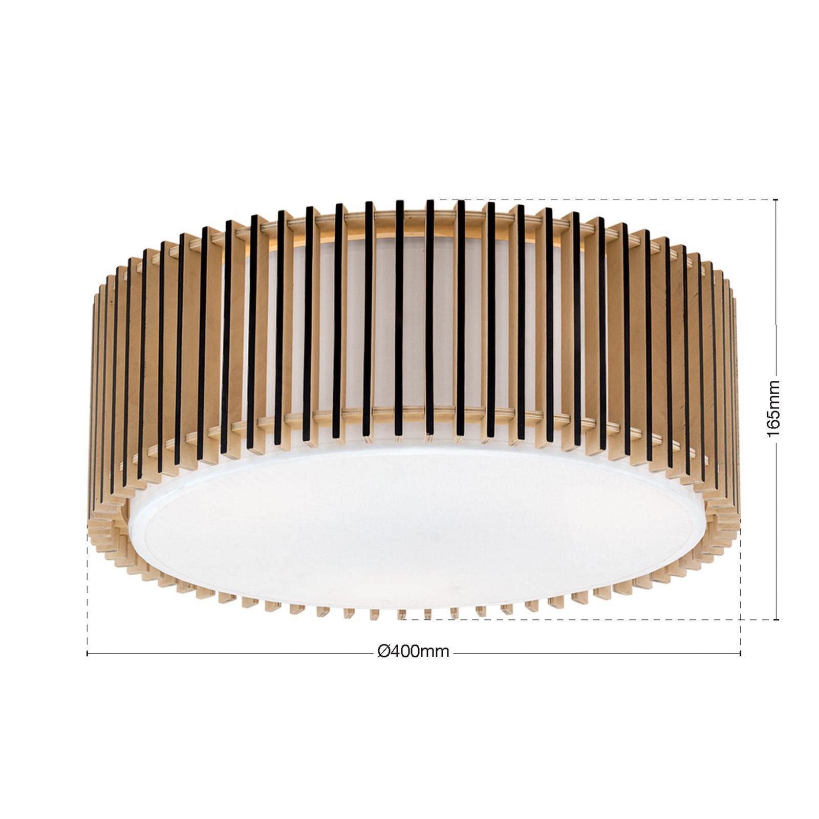 Plafonieră Tarta, Ø 40 cm, lemn, difuzor textil, 3 x E27