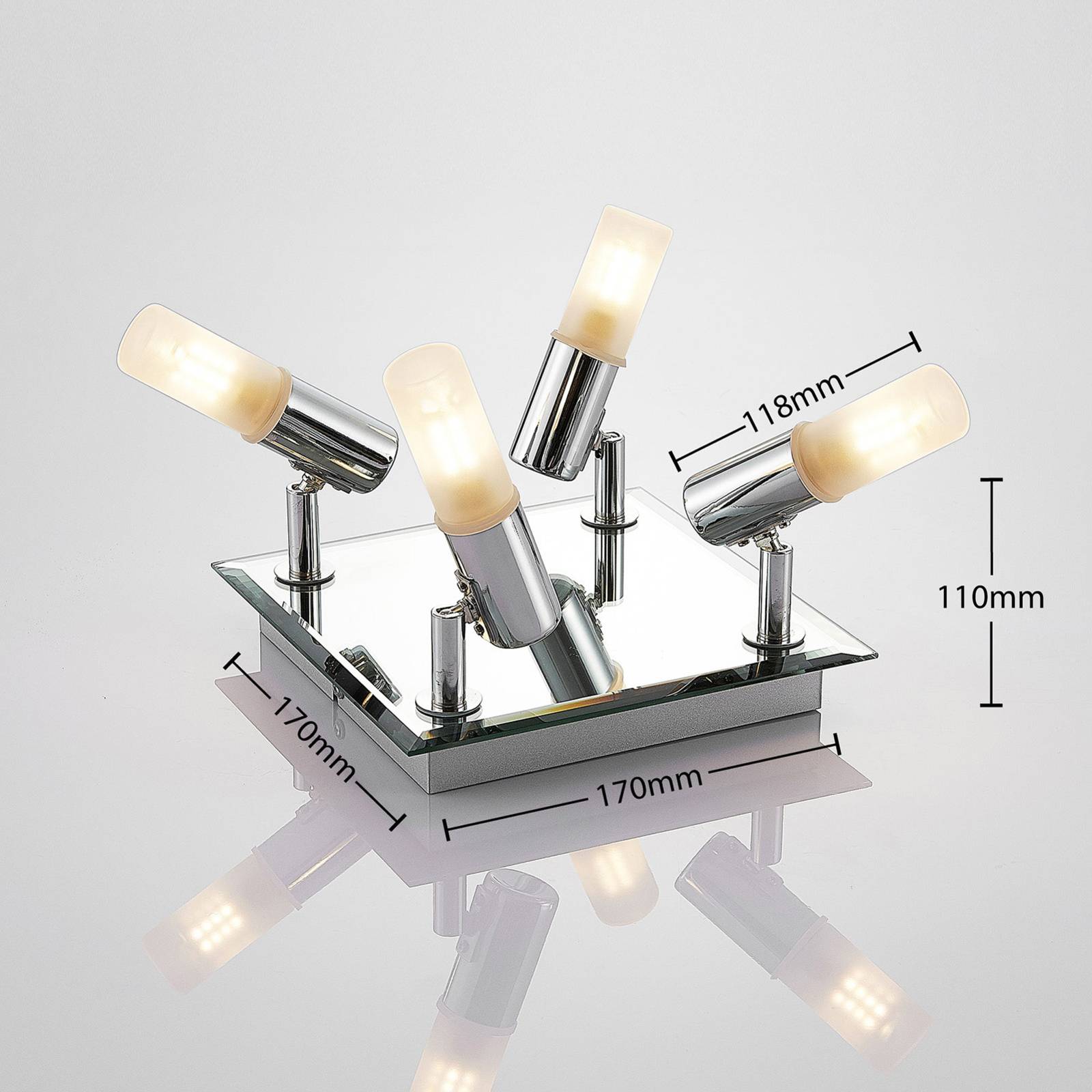 Lindby łazienkowa lampa sufitowa Zela, 32 cm, chrom, 4-punktowa, IP44