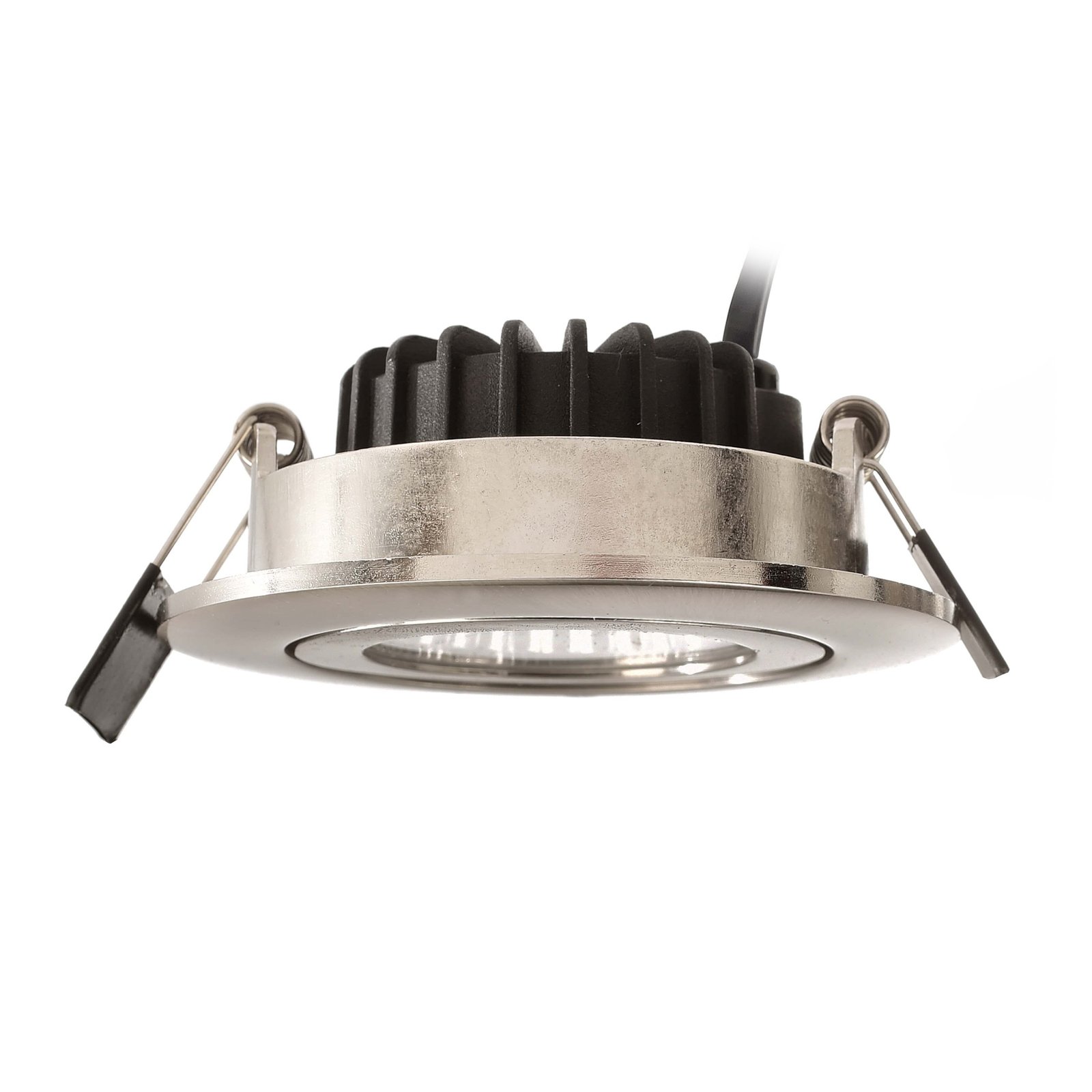 LED recessed ceiling light Dione, IP44, 4,000 K, nickel, dimmable