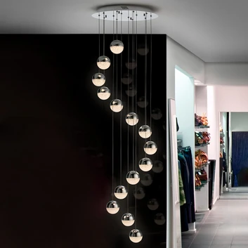 Závesné LED svietidlo Sphere, 14-pl., chróm App