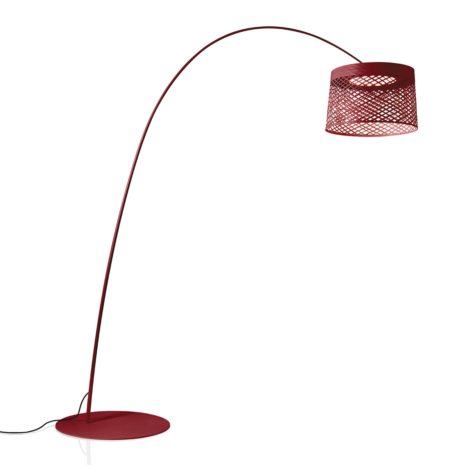 Foscarini Twiggy Grid LED oblúková lampa, karmínovo červená