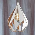 Lampa wisząca Carlton 1, biało-złota, Ø 20,5cm
