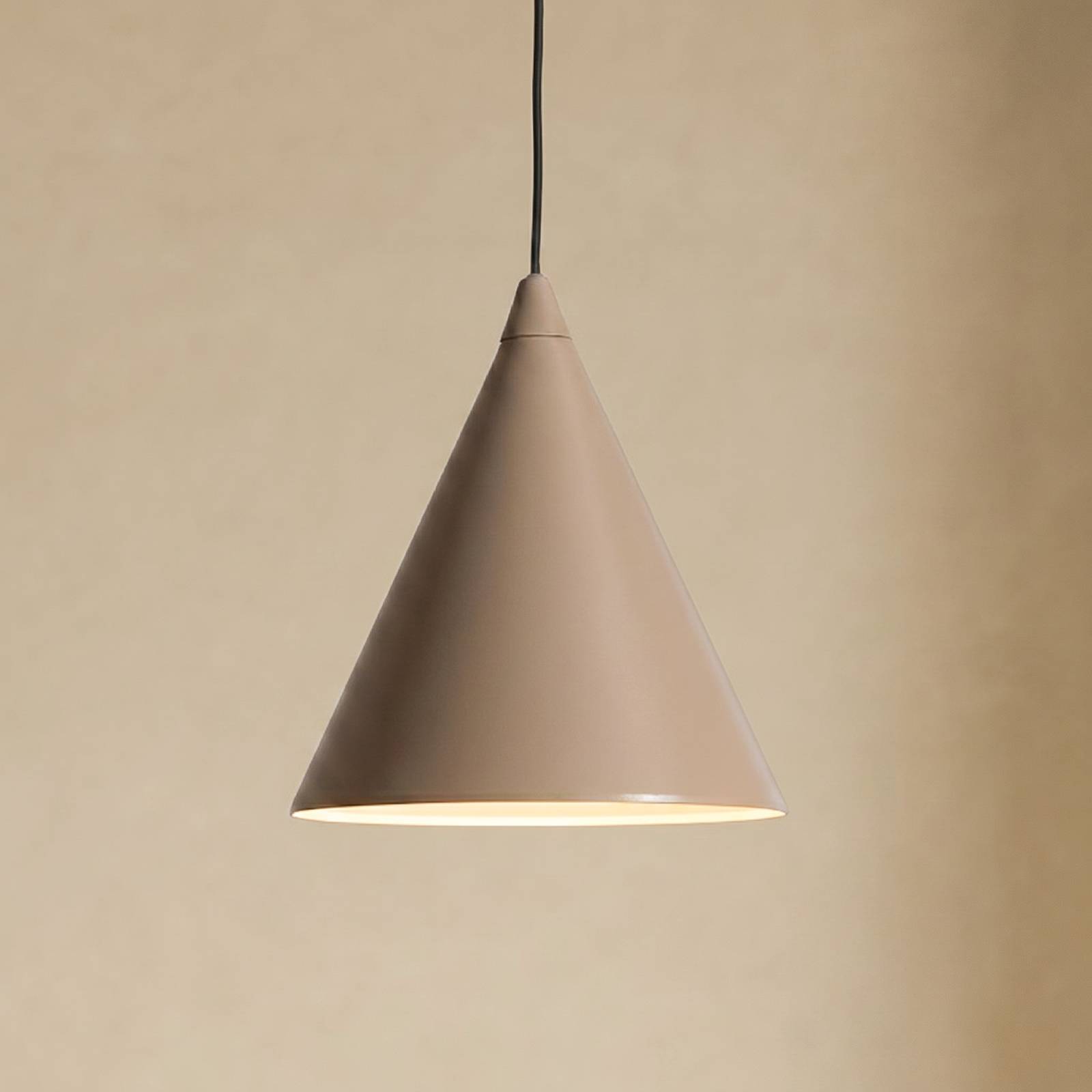 Hängeleuchte Form, beige, Metall, Ø 24 cm, Kegel, E27