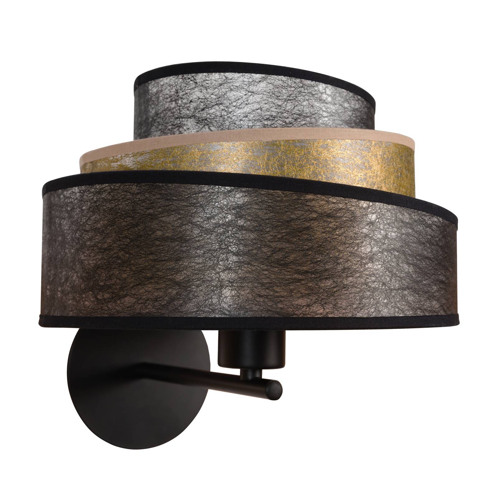 Wandleuchte Trio shine, Vlies, schwarz/gold Ø25cm