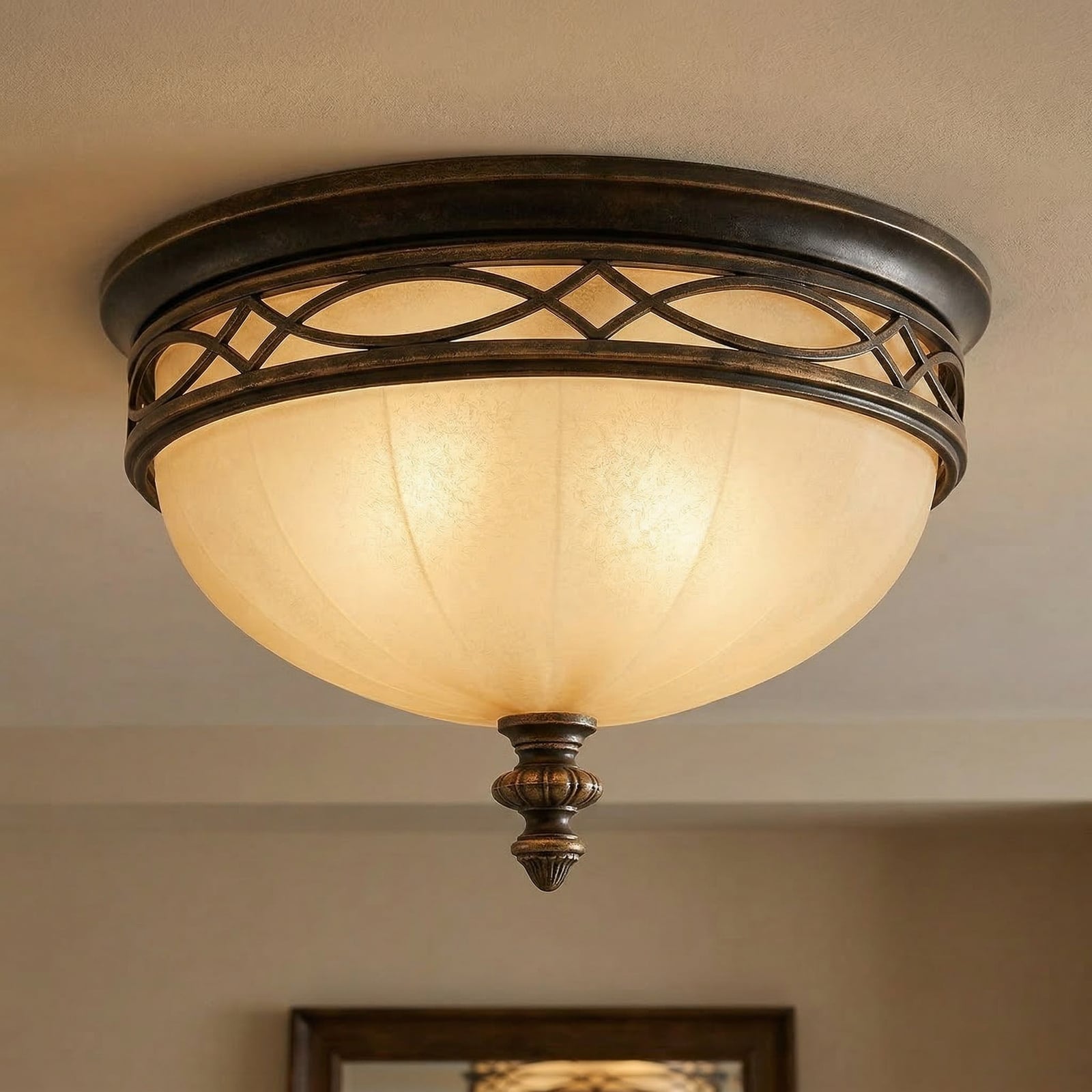 Drawing Room loftlampe i valnød/creme, højde 23 cm – FEISS