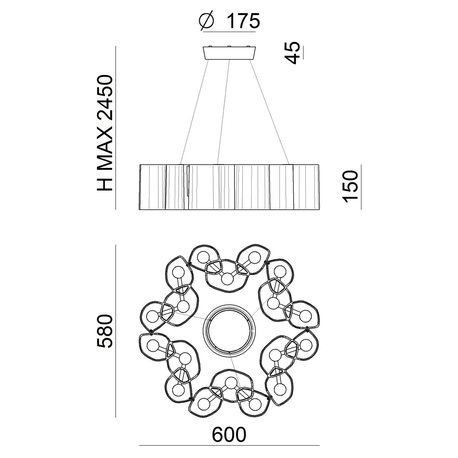 Lampă suspendată LED Honey dimabilă rotundă 58 cm