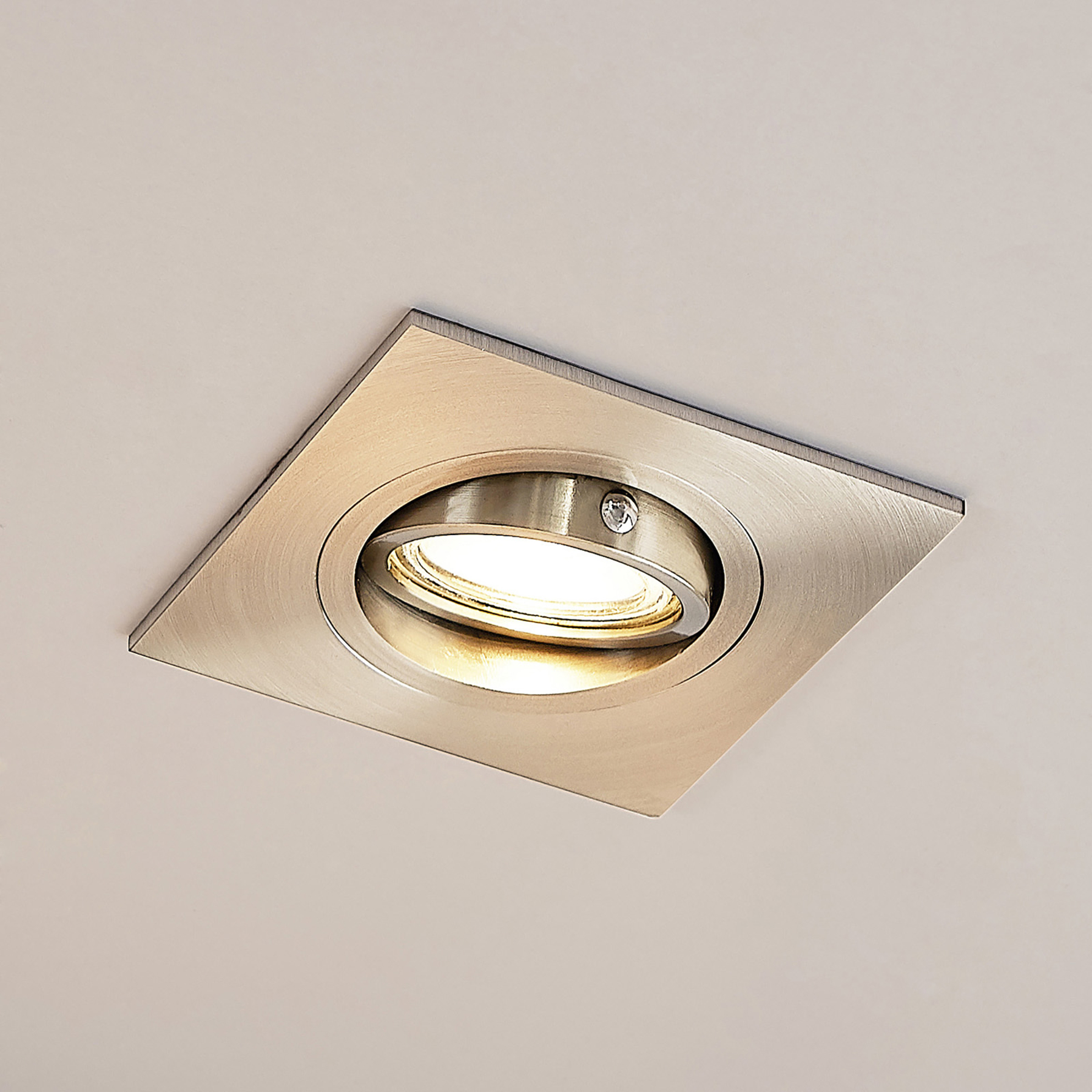Lucande Arilena recessed light, IP23, angular, for Bathroom, stainless steel, GU10, 35 W, energy efficiency: A++, L: 9.5 cm, W: 9.5 cm, H: 10 cm