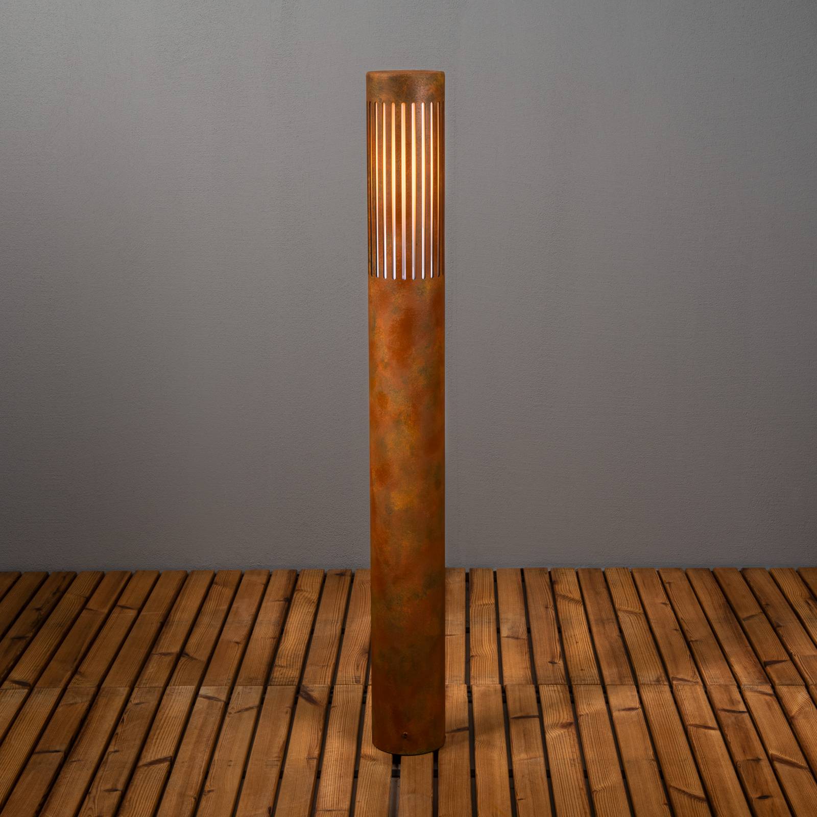 Słupek oświetleniowy Pistoia, kolor rdzawy, wysokość 95 cm, metal, IP54