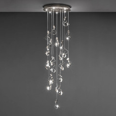 Knikerboker Curve LED sospensione 20 luci, argento