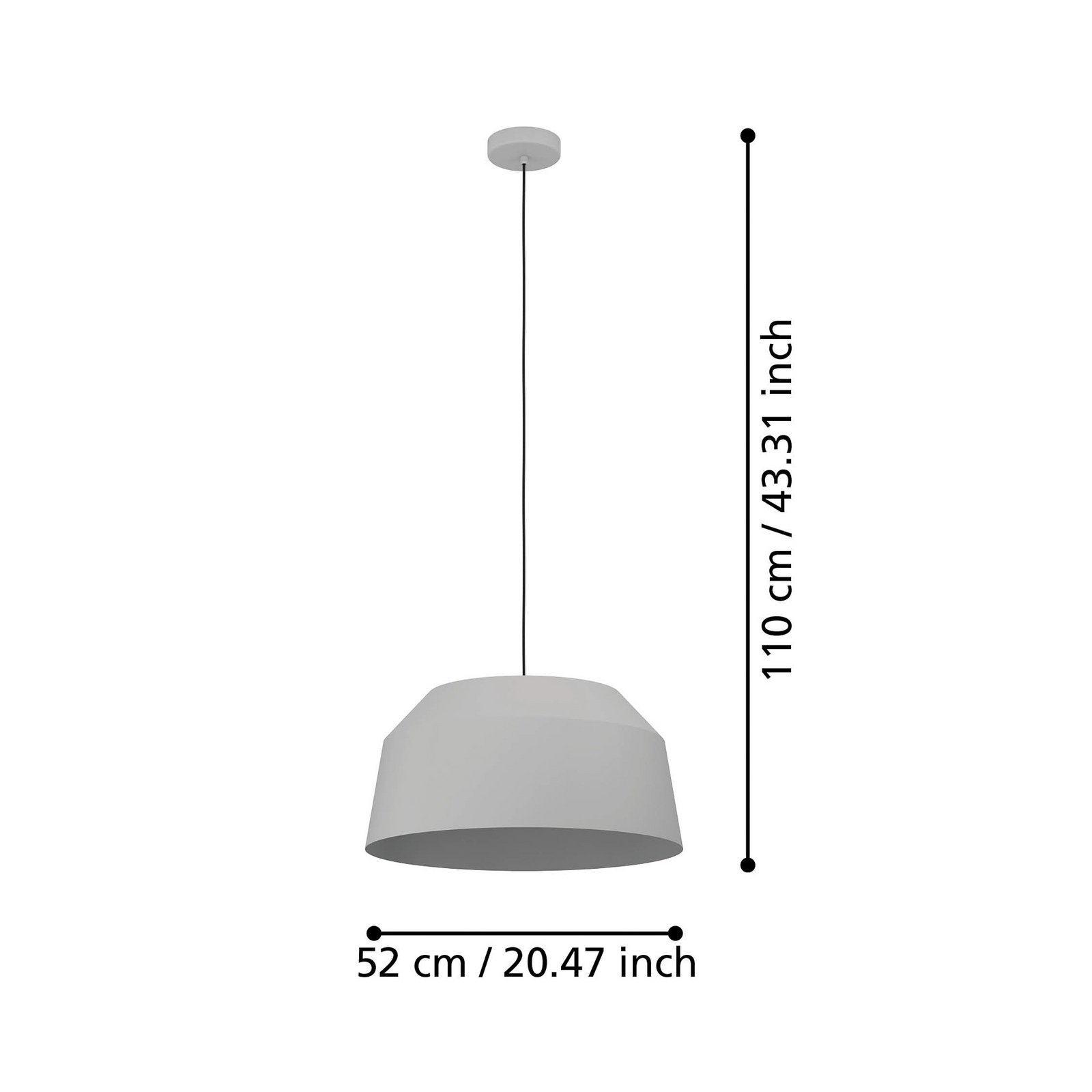 Contrisa függőlámpa szürke színben, egylámpás, Ø 52 cm
