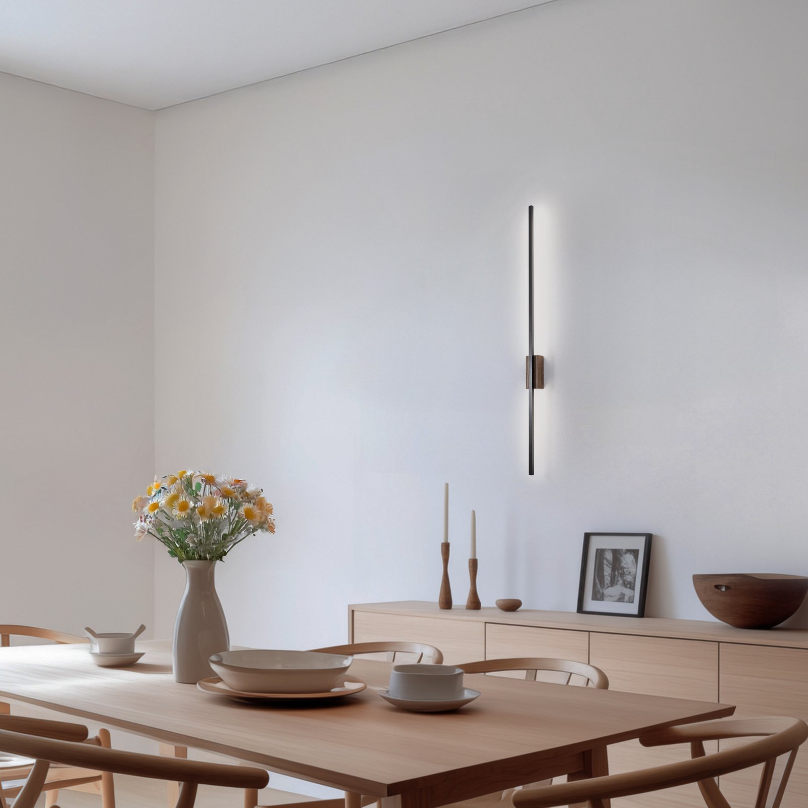Aplică de perete LED Flash negru/nuc înălțime 108 cm 1 bec