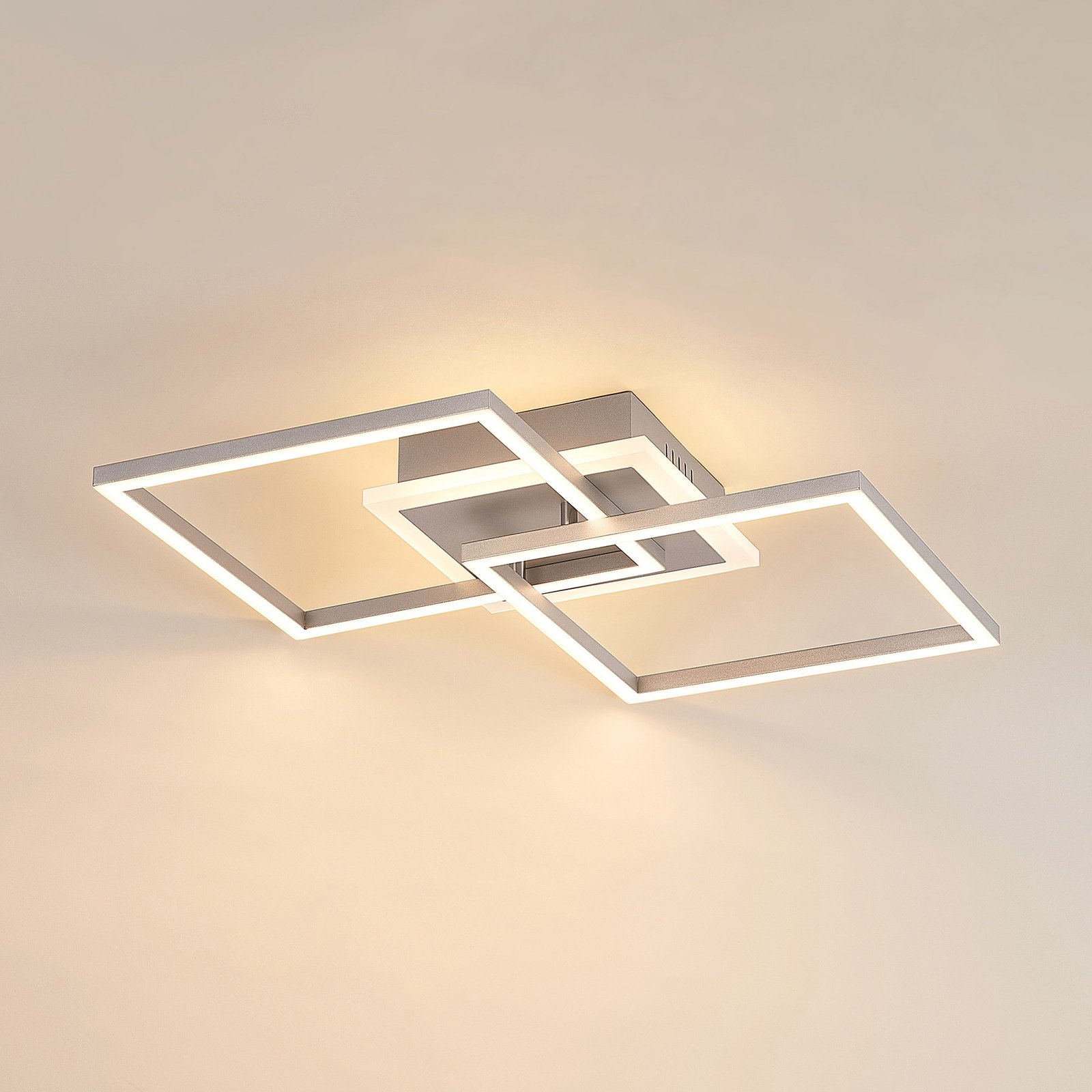Lindby LED-Deckenlampe Fjardo CCT Quadrate, silber