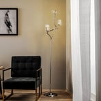 Ninfea floor lamp, chrome, crystal flowers, 175 cm