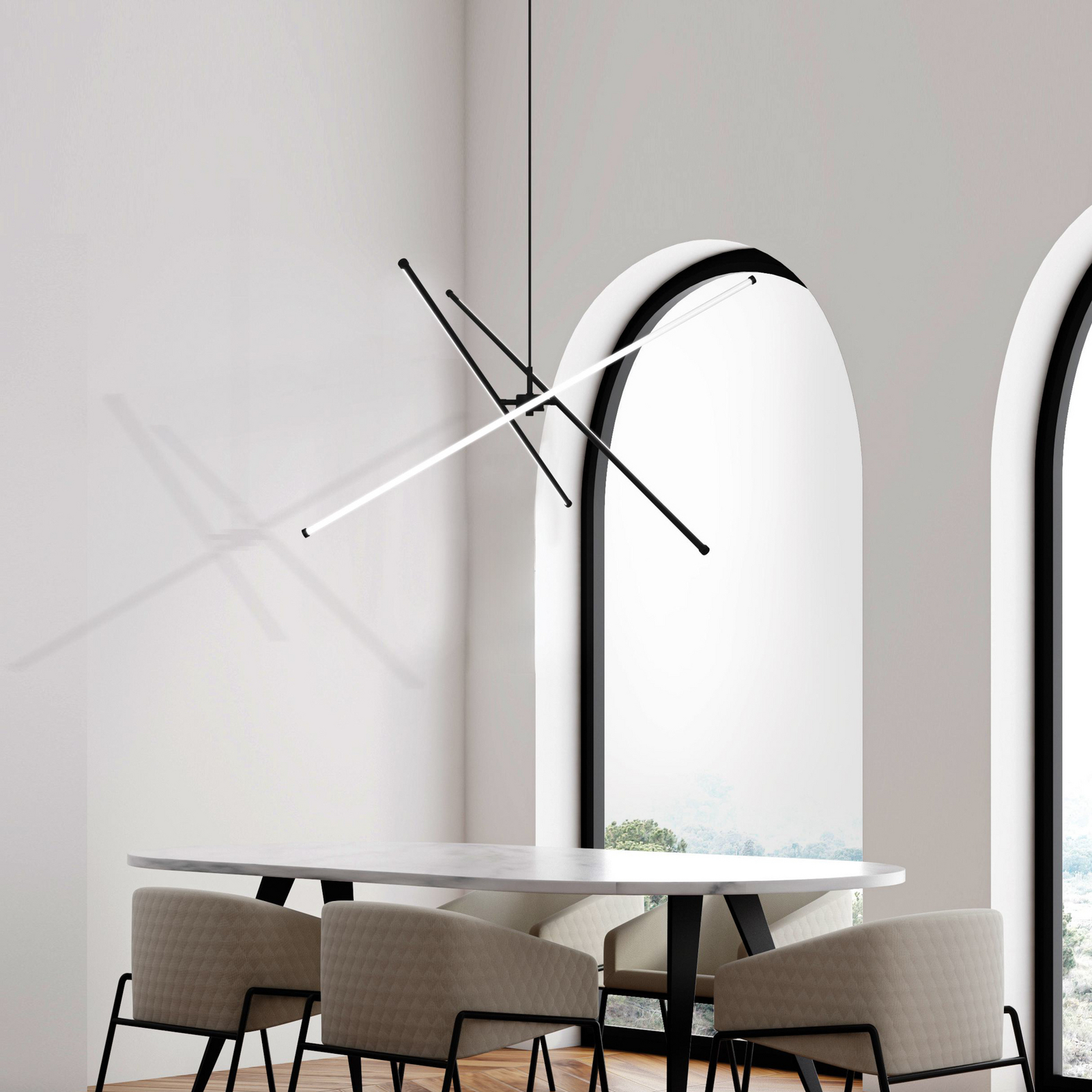 LED-Pendellampe Sandy, Länge 90 cm, schwarz, Metall