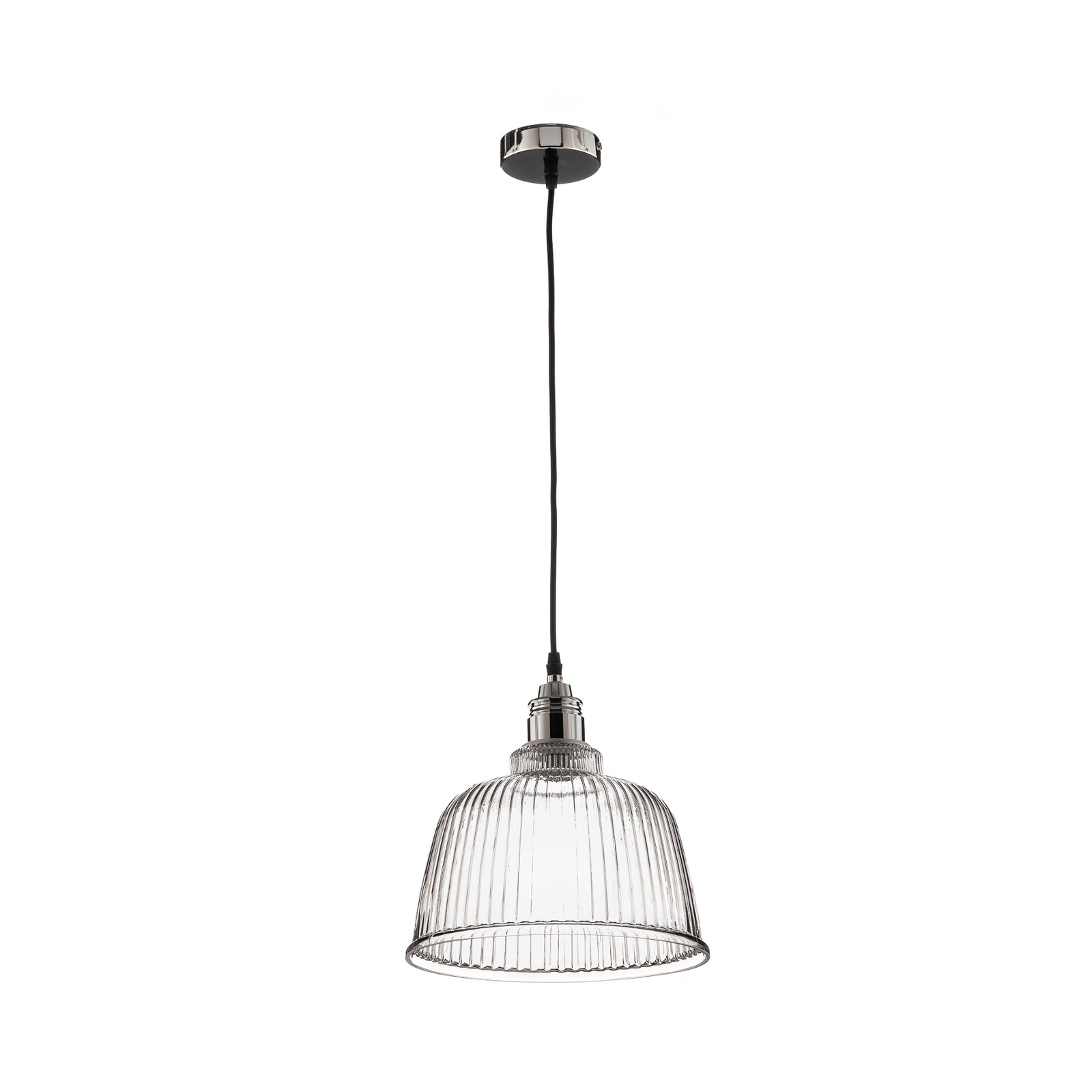 Lampada a sospensione Leana, vetro trasparente, 1 luce, cromo