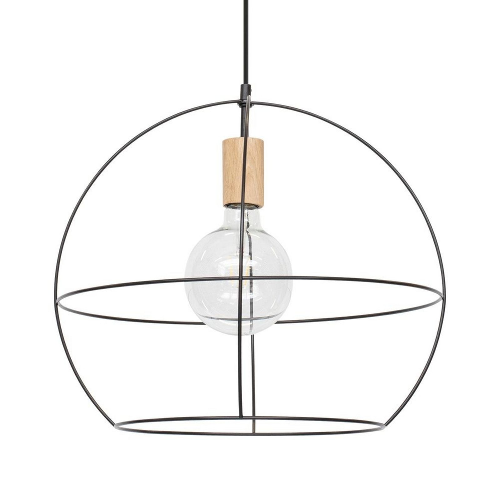 Open Round Taklampa Black/Wood - Envostar