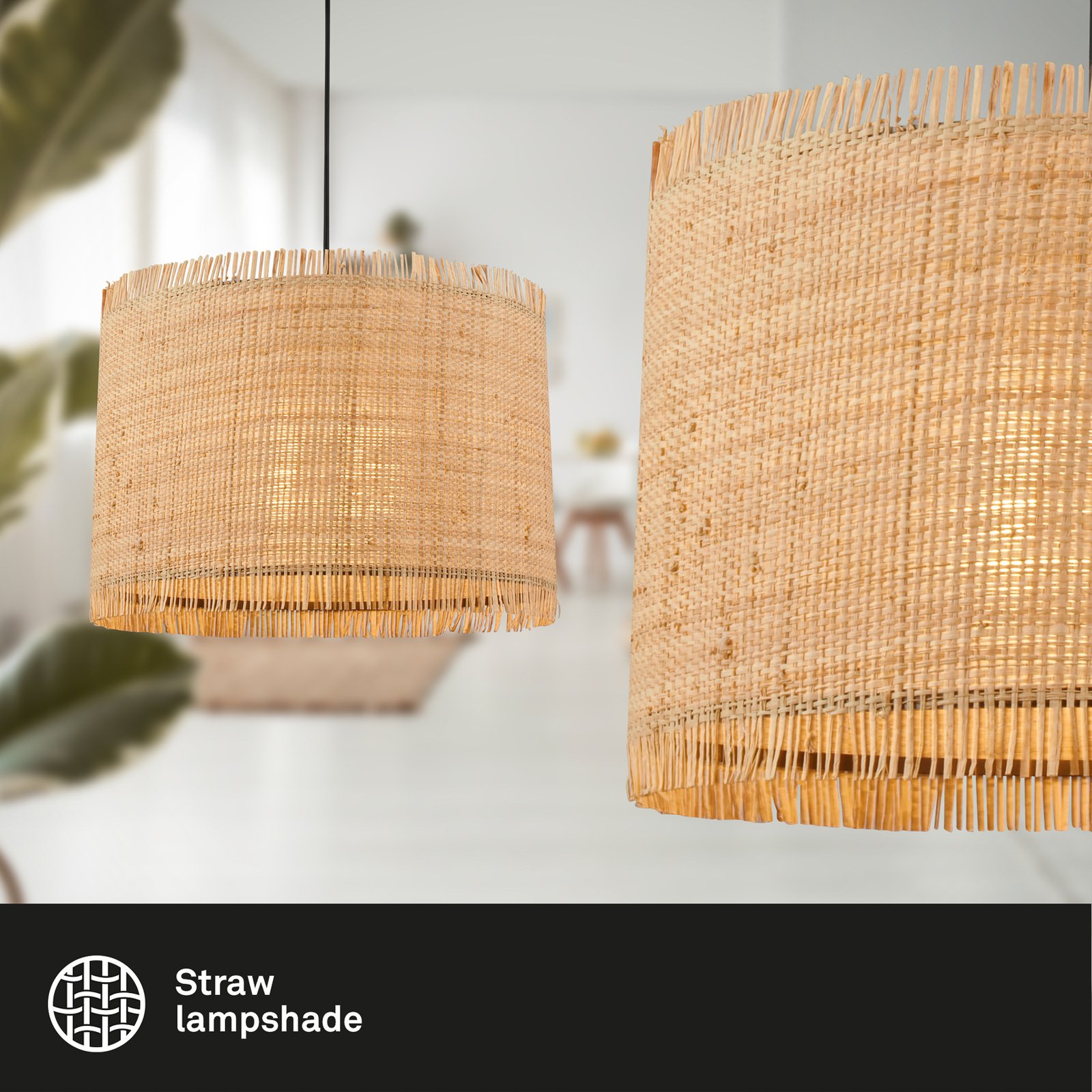 Borra hanglamp, 3-lamps, natuurlijke kleur, stro