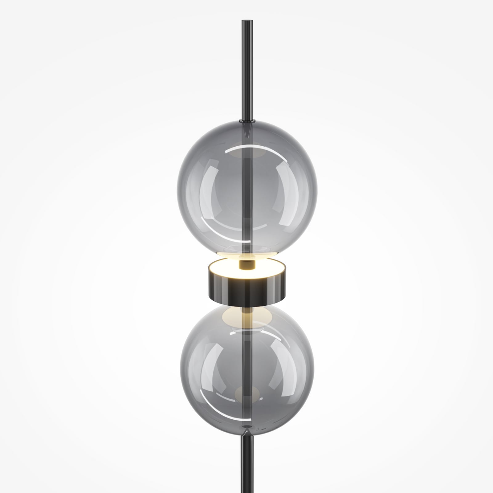 LED stojacia lampa DOUBLE MOON, čierna/dymovo sivá, výška 146 cm