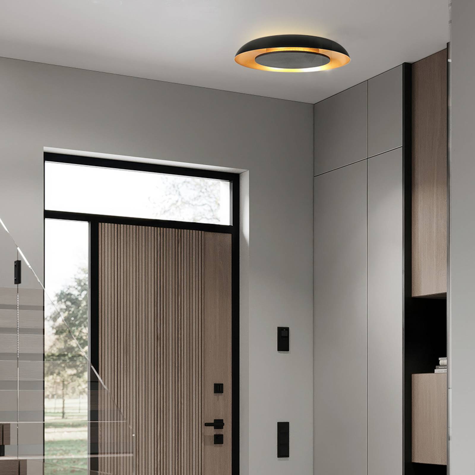 LED-Deckenleuchte Golden Veil, schwarz/gold, dimmbar, Metall günstig online kaufen