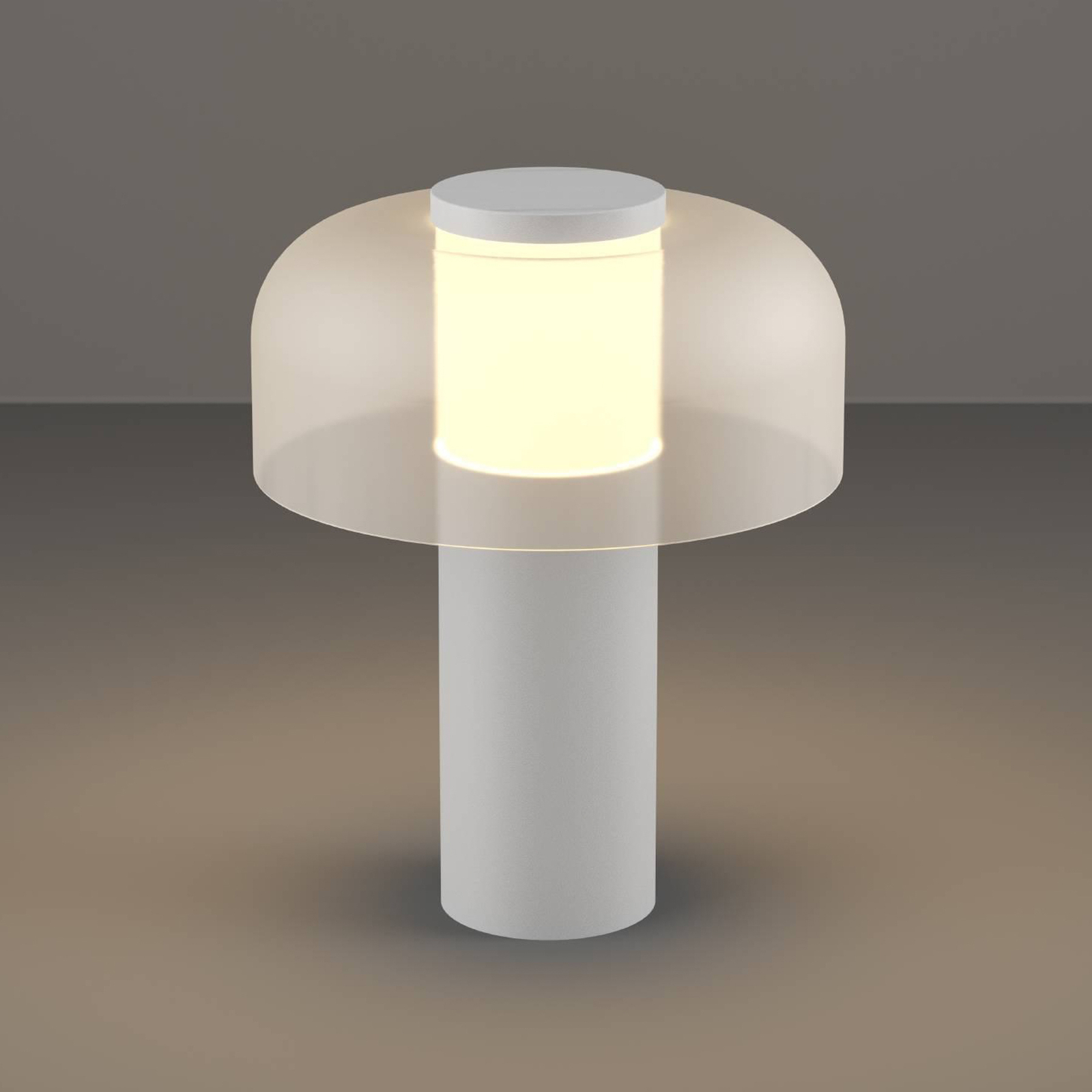 Lampe de table LED à accu Ponente, Ø 16 cm, blanc, CCT, intensité variable