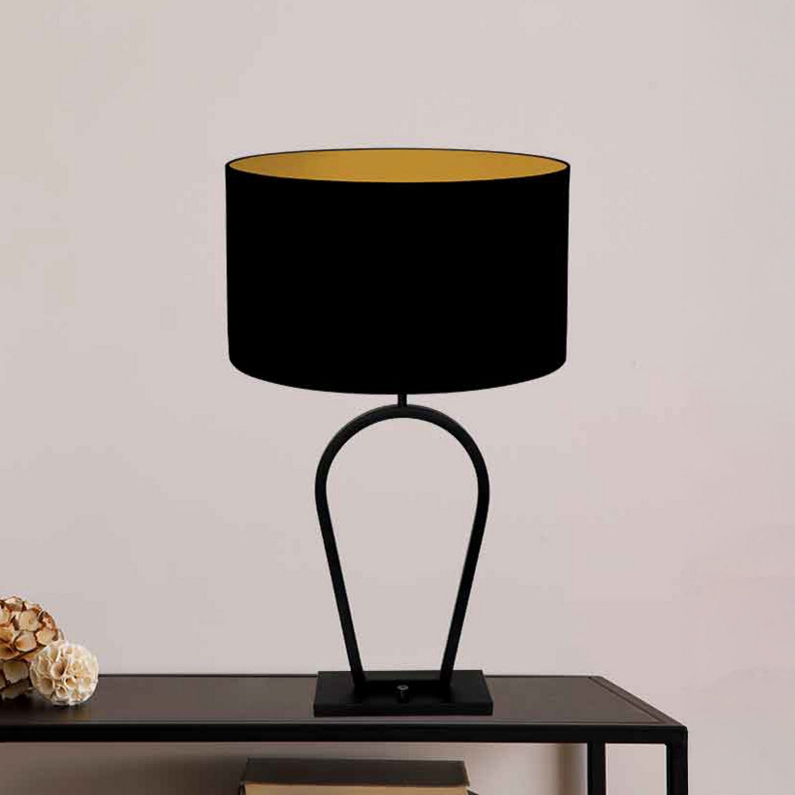 Steinhauer Lampa de masă Stang negru/negru-auriu înălțime 71 cm chintz - Camera de zi / sufragerie - Modern - negru negru-auriu - Țesătură / Textil