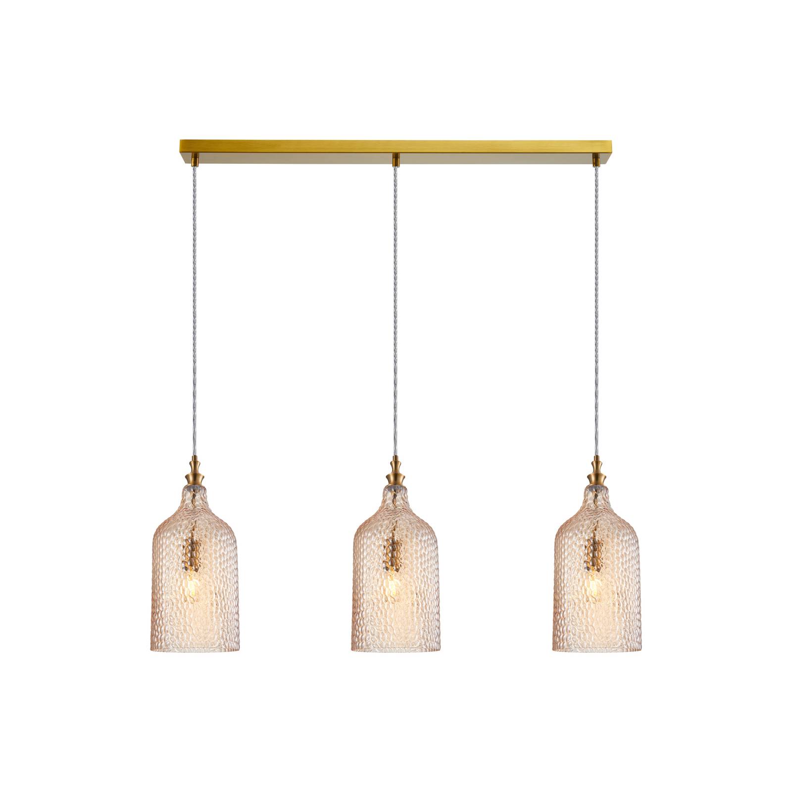 Lindby Drakar suspension 3 lampes ambrée Ø19,5 cm