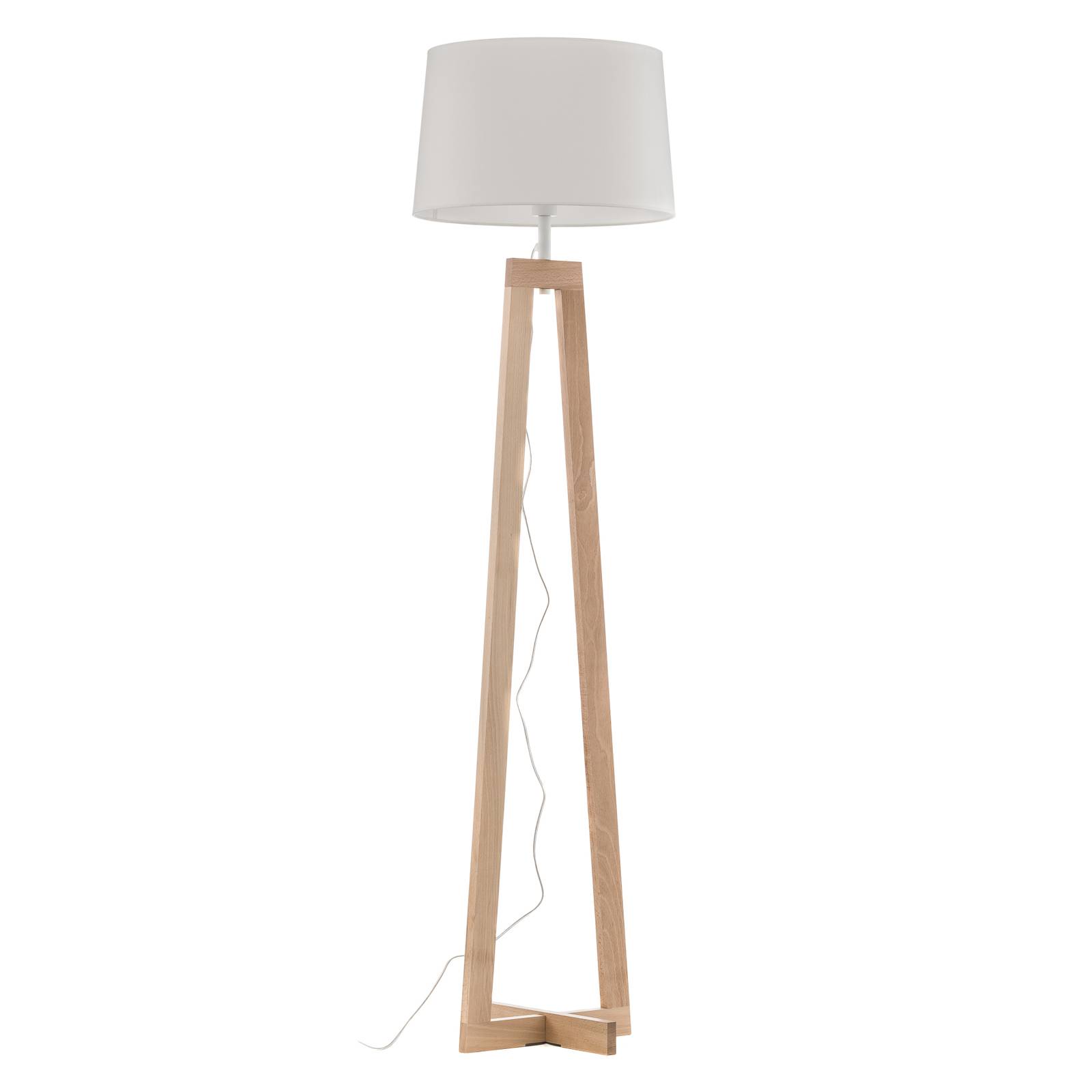 Lampadaire Sacha LS en bois et tissu blanc