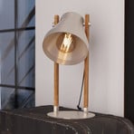 Lampada da tavolo Cawton, altezza 38 cm, acciaio/marrone, acciaio/legno