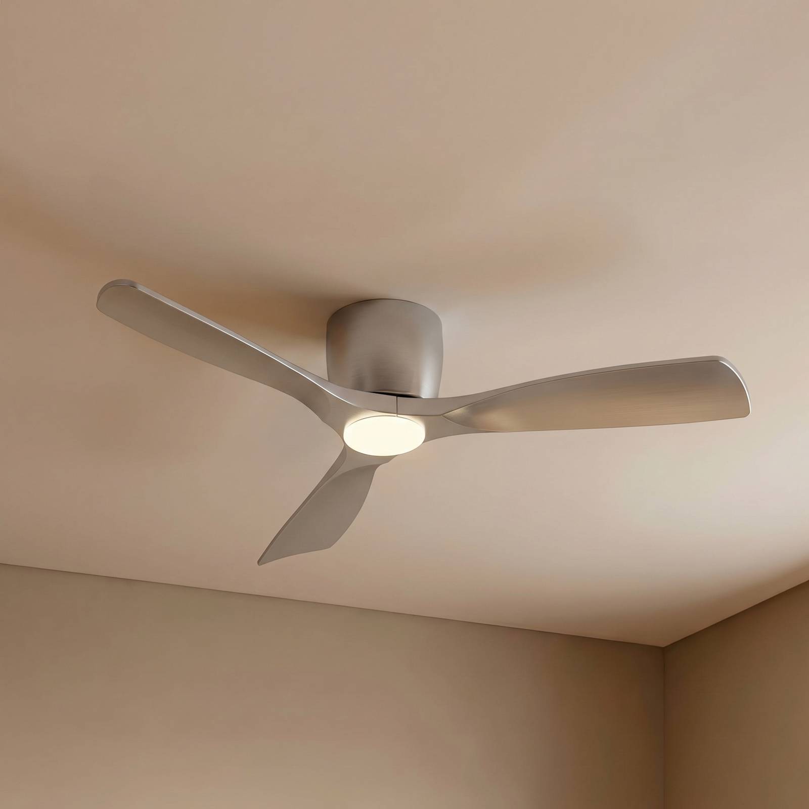 Ventilateur de plafond LED intelligent Lucande Moneno, argent, CC, Tuya
