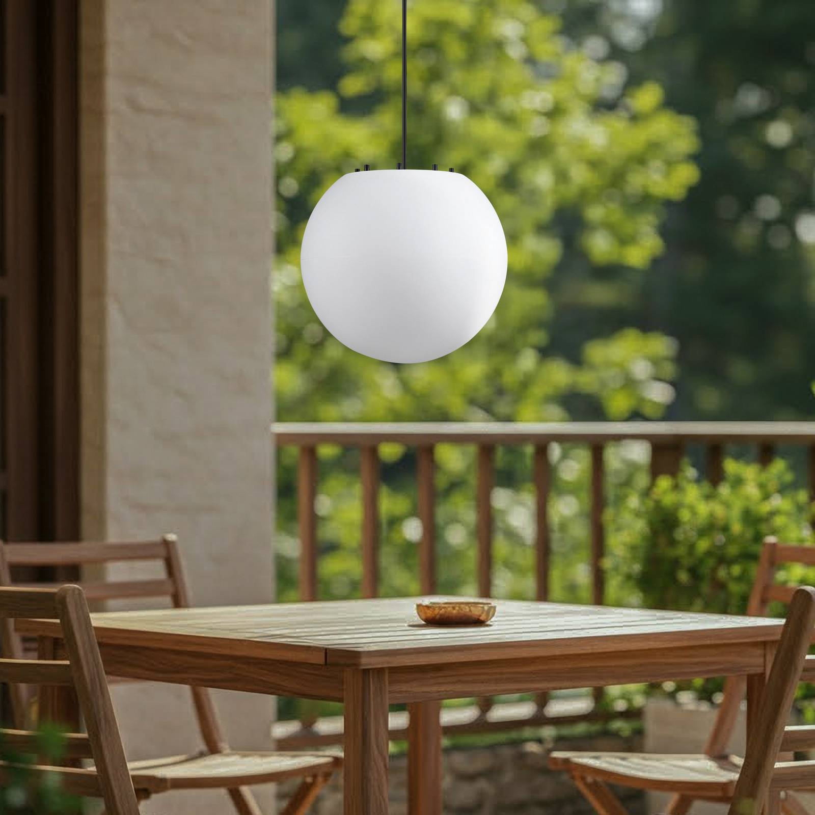 Lindby lampa wisząca zewnętrzna Alea, biała, tworzywo sztuczne, Ø 38 cm