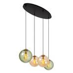 Monsaraz pendant light, green/amber, E27, 4-bulb