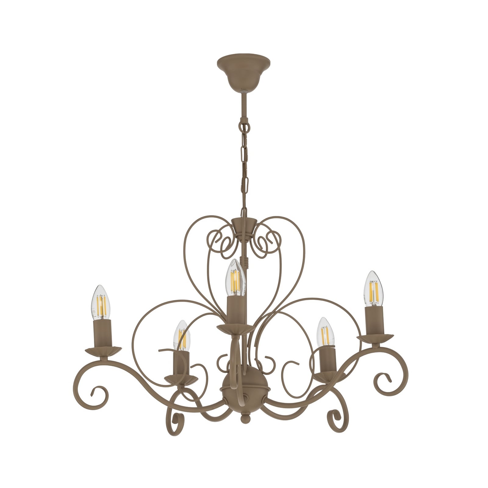 Kronleuchter Mauro, beige, 5-flammig, Ø 62 cm, Metall, E14 Kronleuchter Mauro, beige, 5-flammig, Ø 62 cm, Metall, E14