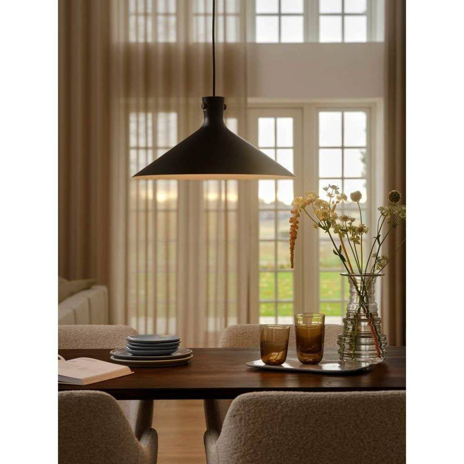Lampa wisząca Dorina, czarna, Ø 45 cm, metal