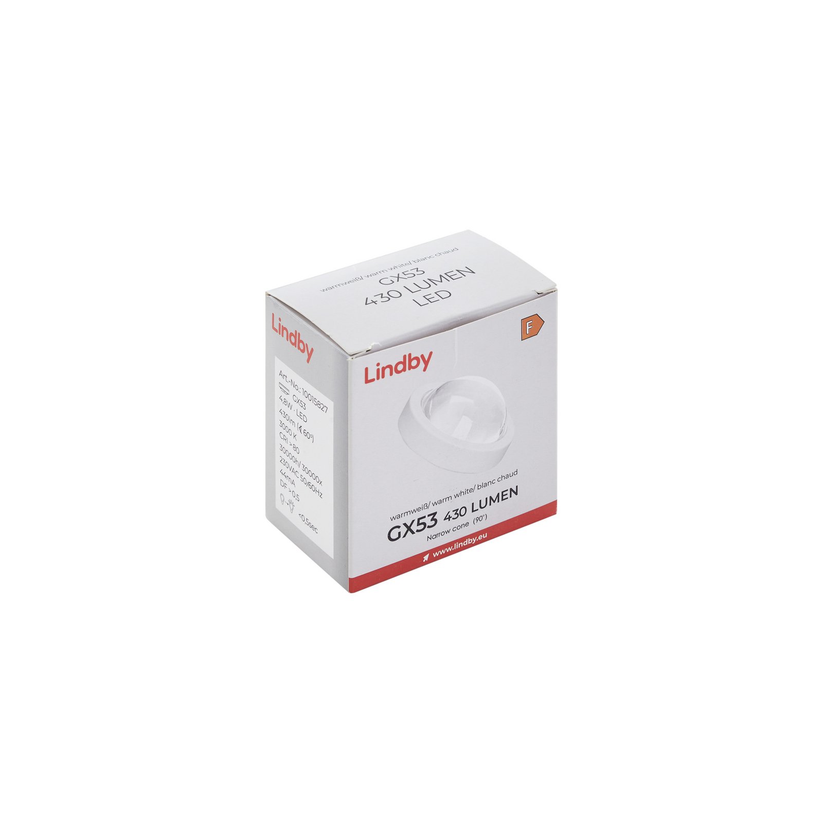bombilla LED Lindby, GX53 4,8 W, 3000 K, blanca, Ø 7,5 cm