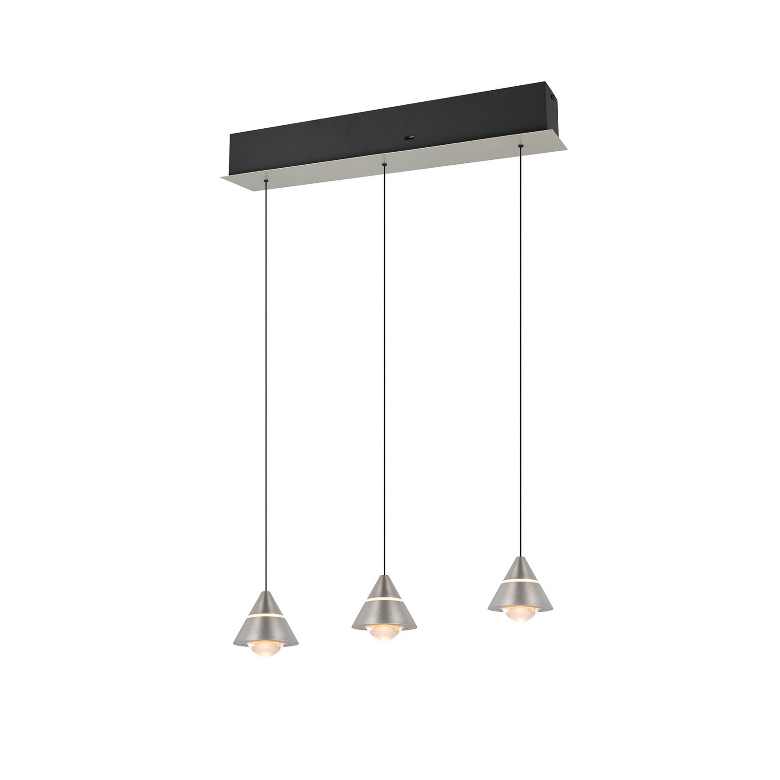 LED-pendellampe Romeo Lengde 55 cm nikkelfarget metall 3 lyskilder