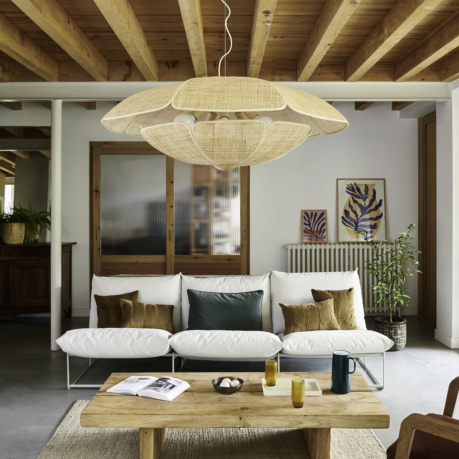 Coquillage Hängelampe 110 cm, natur Rattan - MARKET SET Coquillage Hängelampe 110 cm, natur Rattan - MARKET SET