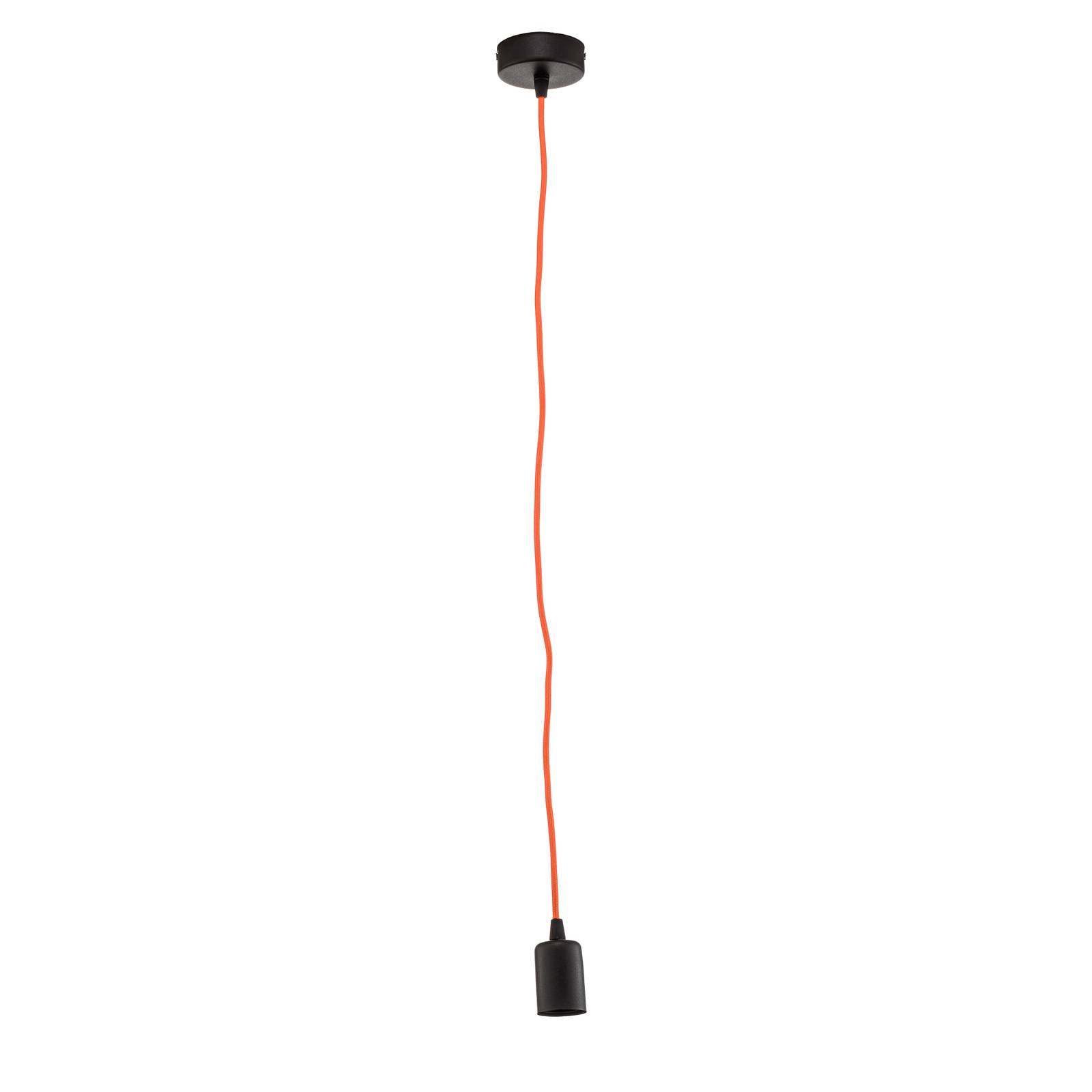 Lampa wisząca Simple, czarna, kabel pomarańczowy