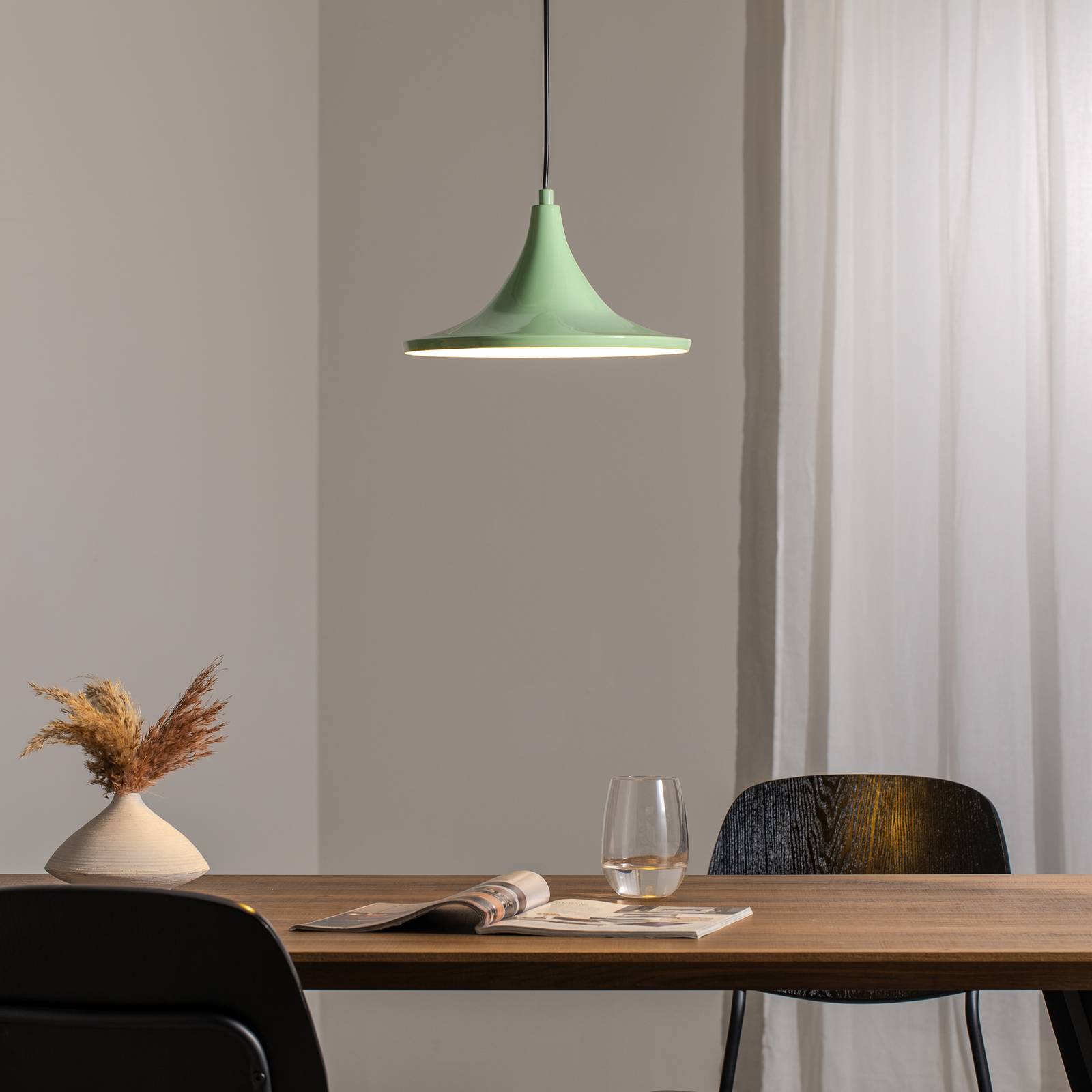 Lampa wisząca Genisy, miętowa zieleń, Ø 31 cm, metal, E27