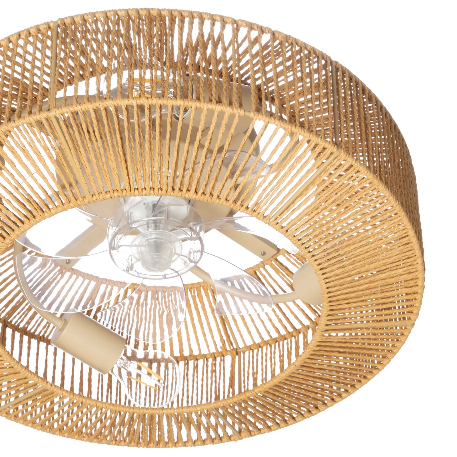 Lucande Deckenventilator mit Licht Raveni, Ø 50 cm, Hanfseil Lucande Deckenventilator mit Licht Raveni, Ø 50 cm, Hanfseil