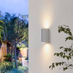 Prios Irfan udendørs væglampe, rund, hvid, 15,5 cm